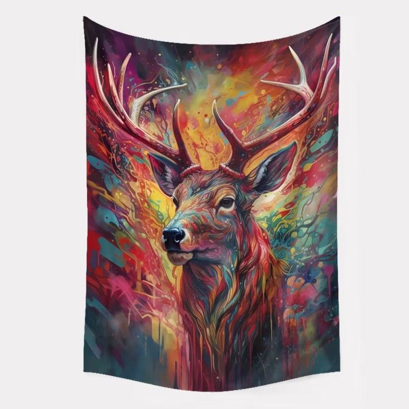 Psychedelic Deer Tapestry – 60x90cm Wall Art