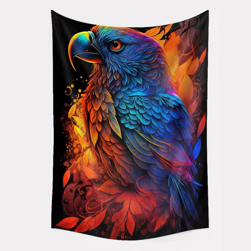 Psychedelic Parrot Tapestry – 60x90cm Wall Art