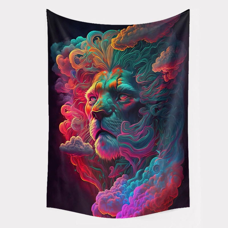 Psychedelic Lion Tapestry – 60x90cm Wall Art