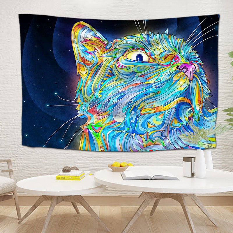 Psychedelic Cat Tapestry – 60x90cm Wall Art