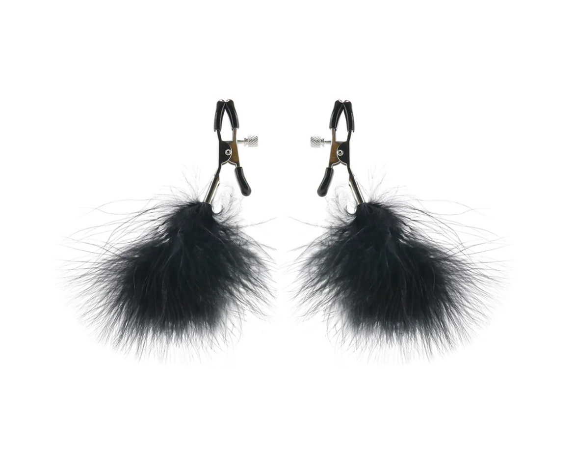 Feathered Nipple Clamps – Black | Sex & Mischief