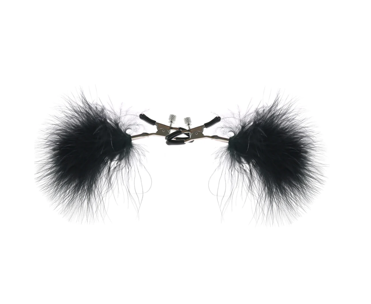Feathered Nipple Clamps – Black | Sex & Mischief