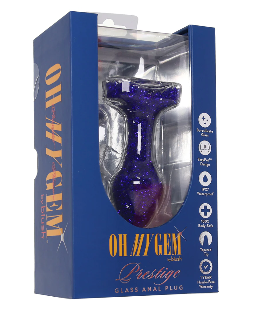 Oh My Gem Lustre Glass Butt Plug – Blue