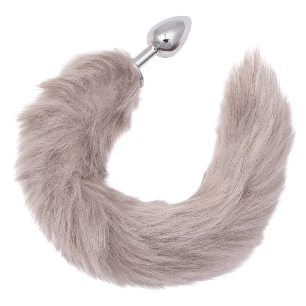 CalExotics Running Wild Grey Tail Plug – Faux Fur Tail