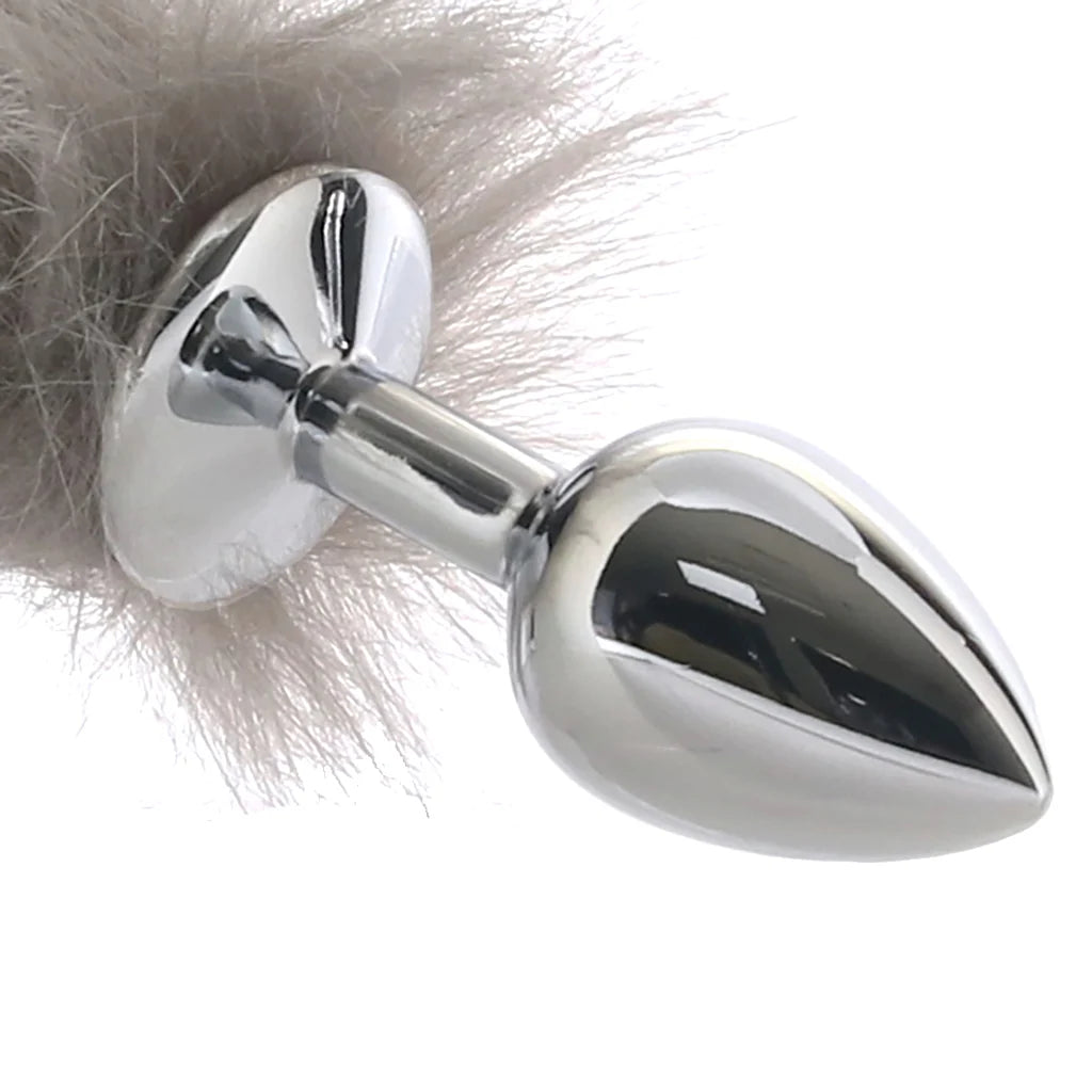 CalExotics Running Wild Grey Tail Plug – Faux Fur Tail