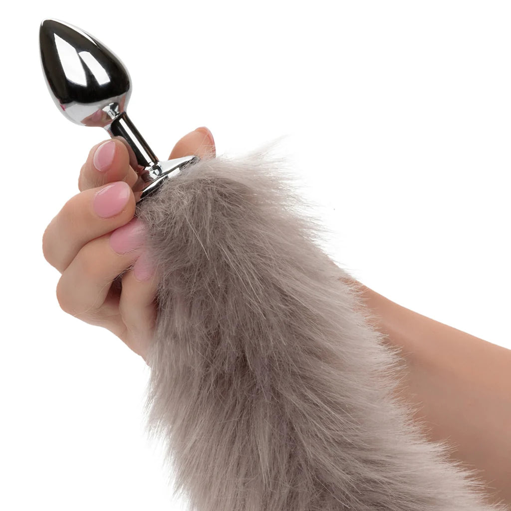 CalExotics Running Wild Grey Tail Plug – Faux Fur Tail
