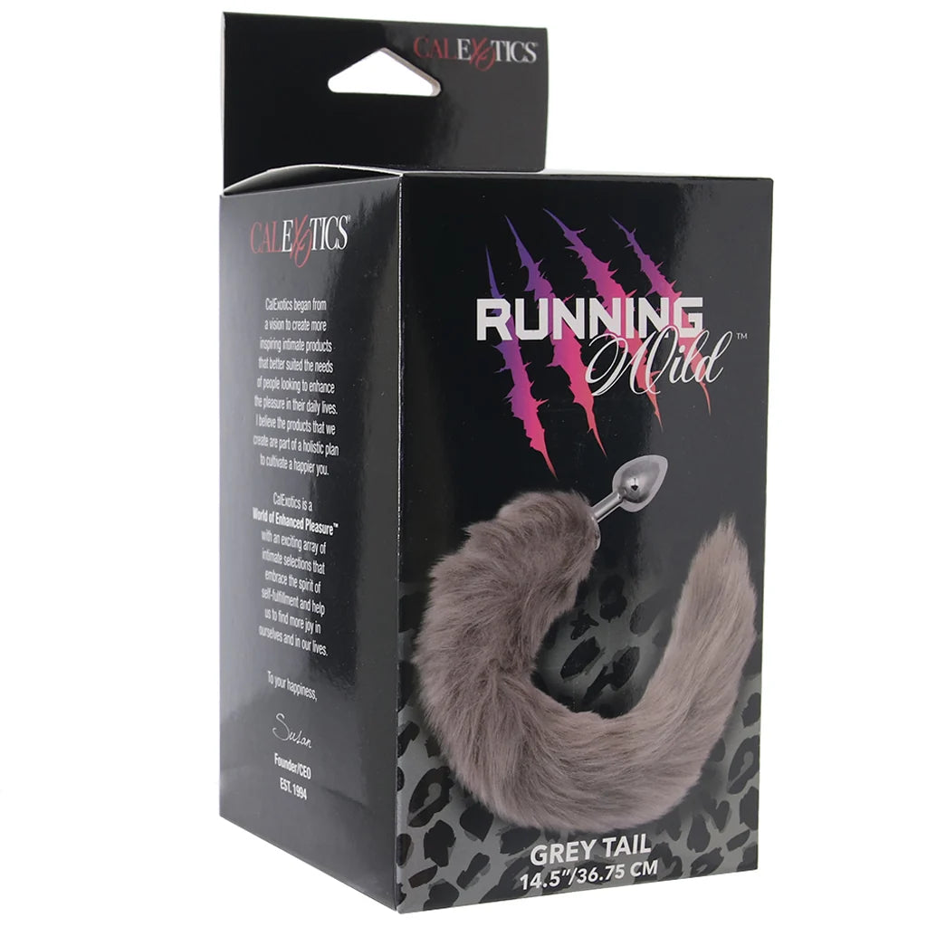 CalExotics Running Wild Grey Tail Plug – Faux Fur Tail