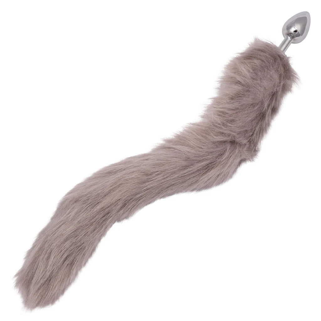 CalExotics Running Wild Grey Tail Plug – Faux Fur Tail